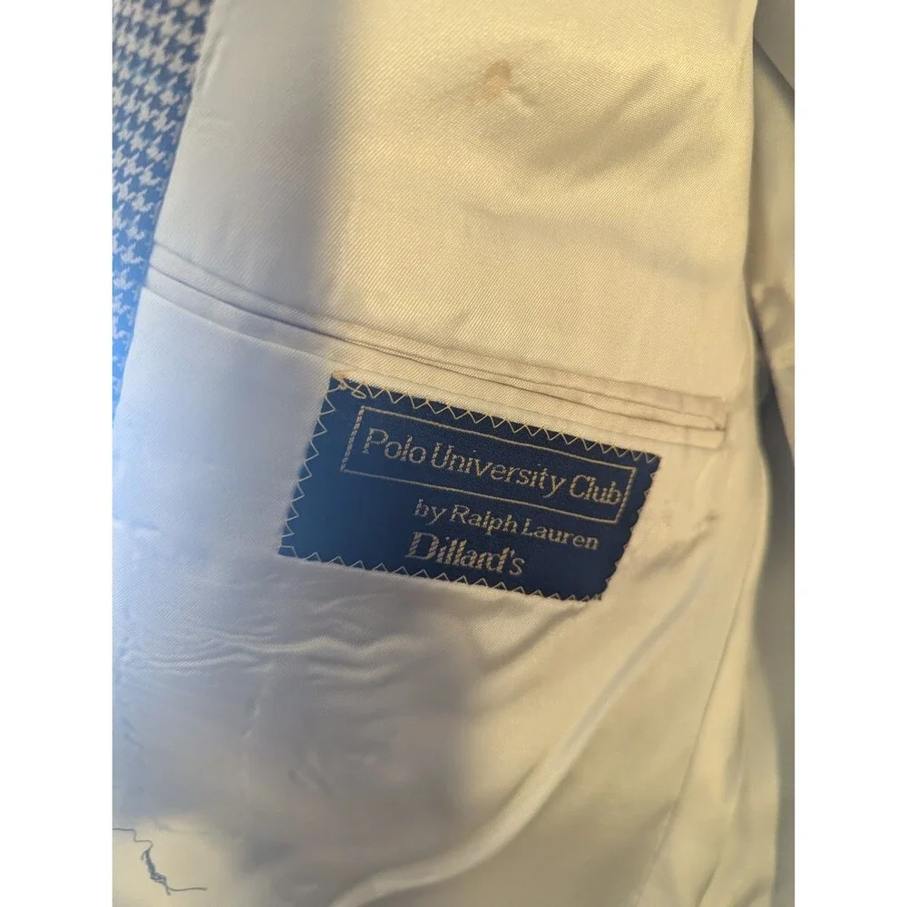 Vintage Polo University Club Ralph Lauren Mens Houndstooth Blazer Jacket Read